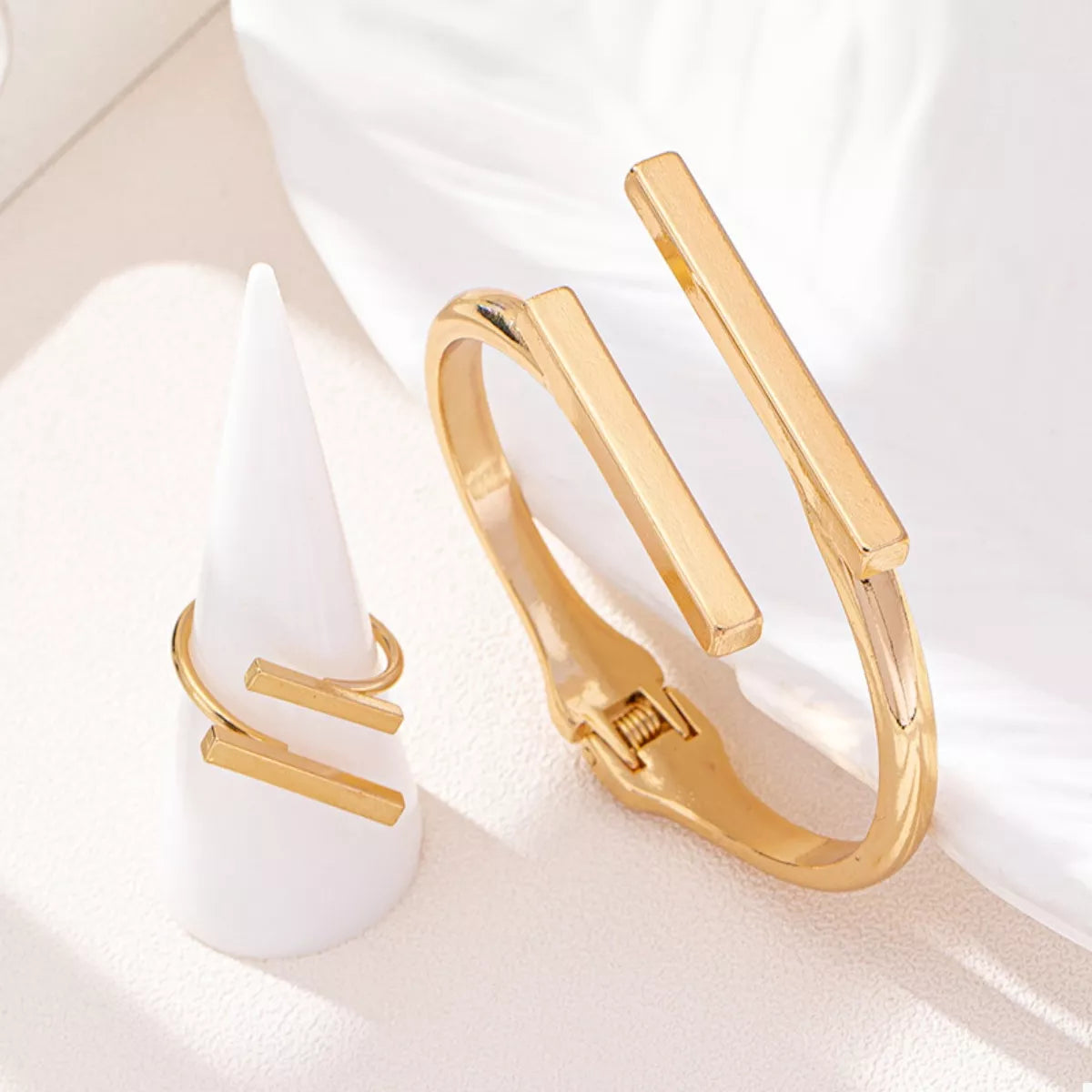 18K Gold Plated Modern Bar Jewelry Set